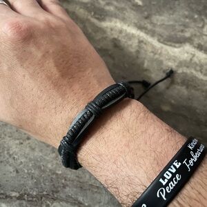 Source Unknown Black and Gray Men's Bracelet Set
